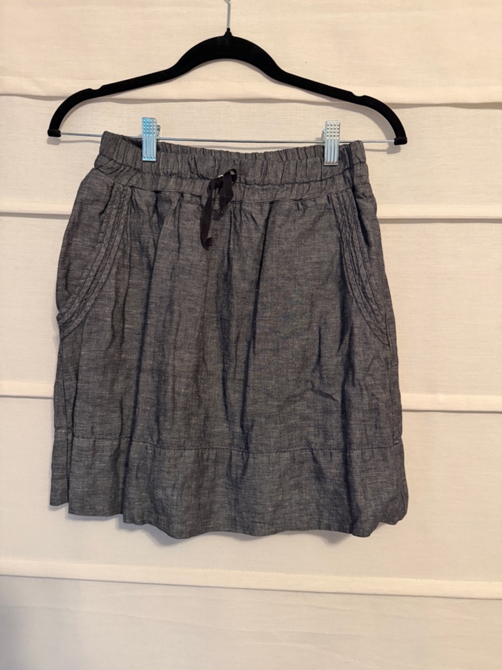 Lacoste Gray Drawstring Elastic-Waist Mini Skirt